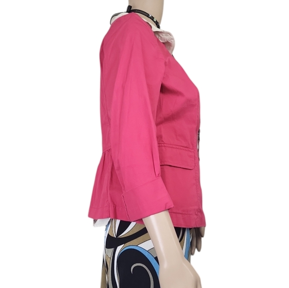 ANN TAYLOR LOFT Hot PINK LIGHTWEIGHT ZIPPER JACKET TOP - Picture 2 of 4